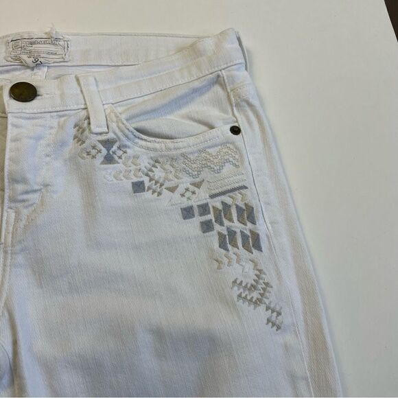 Current/Elliott The  Stiletto in Dirty White with Embroidery Sz 26 - Picture 6 of 16